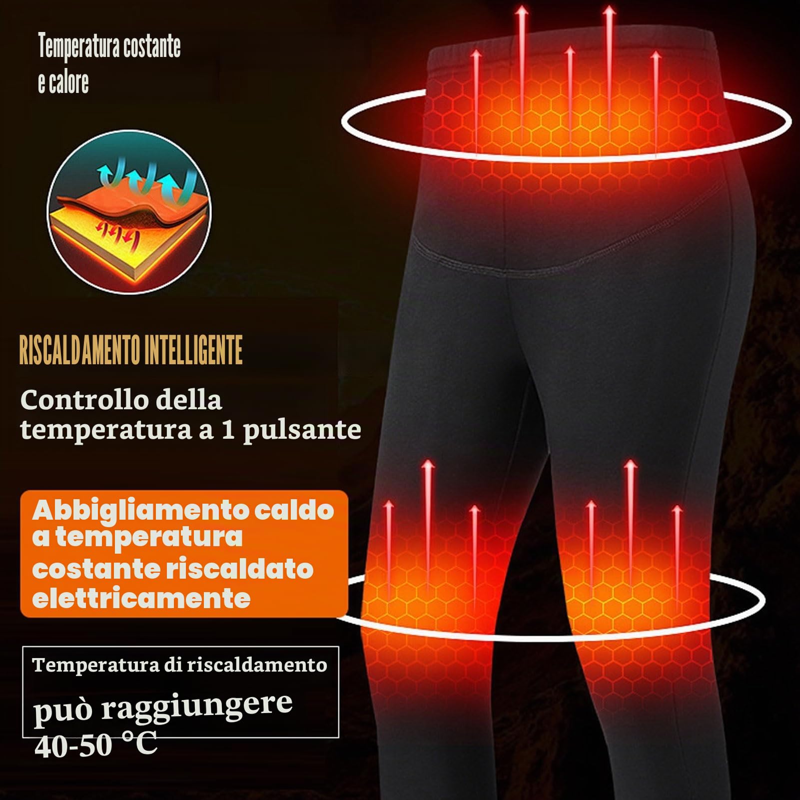 Intimo Termico riscaldato Set Intimo Funzionale da Donna Intimo Termico riscaldato USB Strato Base Intimo da Sci Pile Interno Invernale con 28 Zone riscaldate