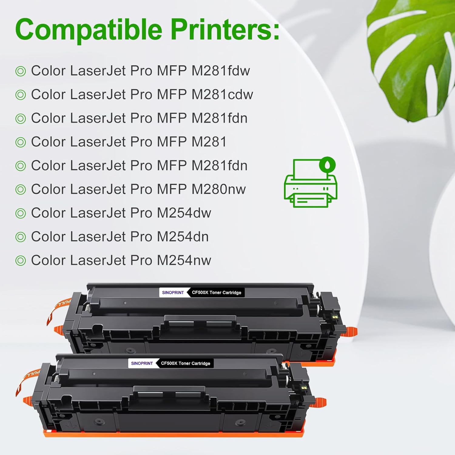 Toner Cartridge Replacement for HP 202X CF500X CF500A 202A Black Use for HP Pro MFP M281fdw M281cdw M254dw M281fdn 281fdw M254 M281 Printer Toner (2 Packs Black)