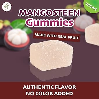 Tropical Fruit Gummies: Mangosteen - Vegan Chewy Candy Made with Real Fruit, No Preservatives, Exotiv Flavors from Thailand - 14Oz Resealable Bag (1, Mangosteen)