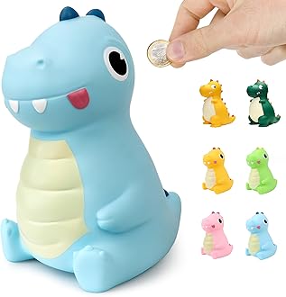 Dinosaur Piggy Bank for Kids,Large Dino Money Box for Boys and Girls as Birthday Enrollment Baptism Birth Gifts (Blue)