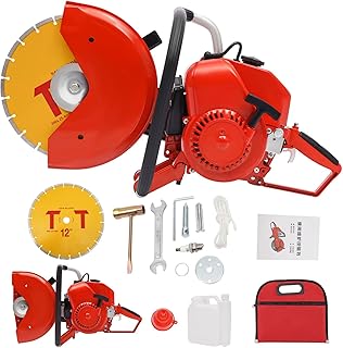Gasoline Stump Grinder,12 Inch Concrete Saw,2.9KW 78.5CC Cut Off Saw,3.94In Cutting Depth,Wet Dry Cutting Diamond Blade,for Construction Demolition Road Work