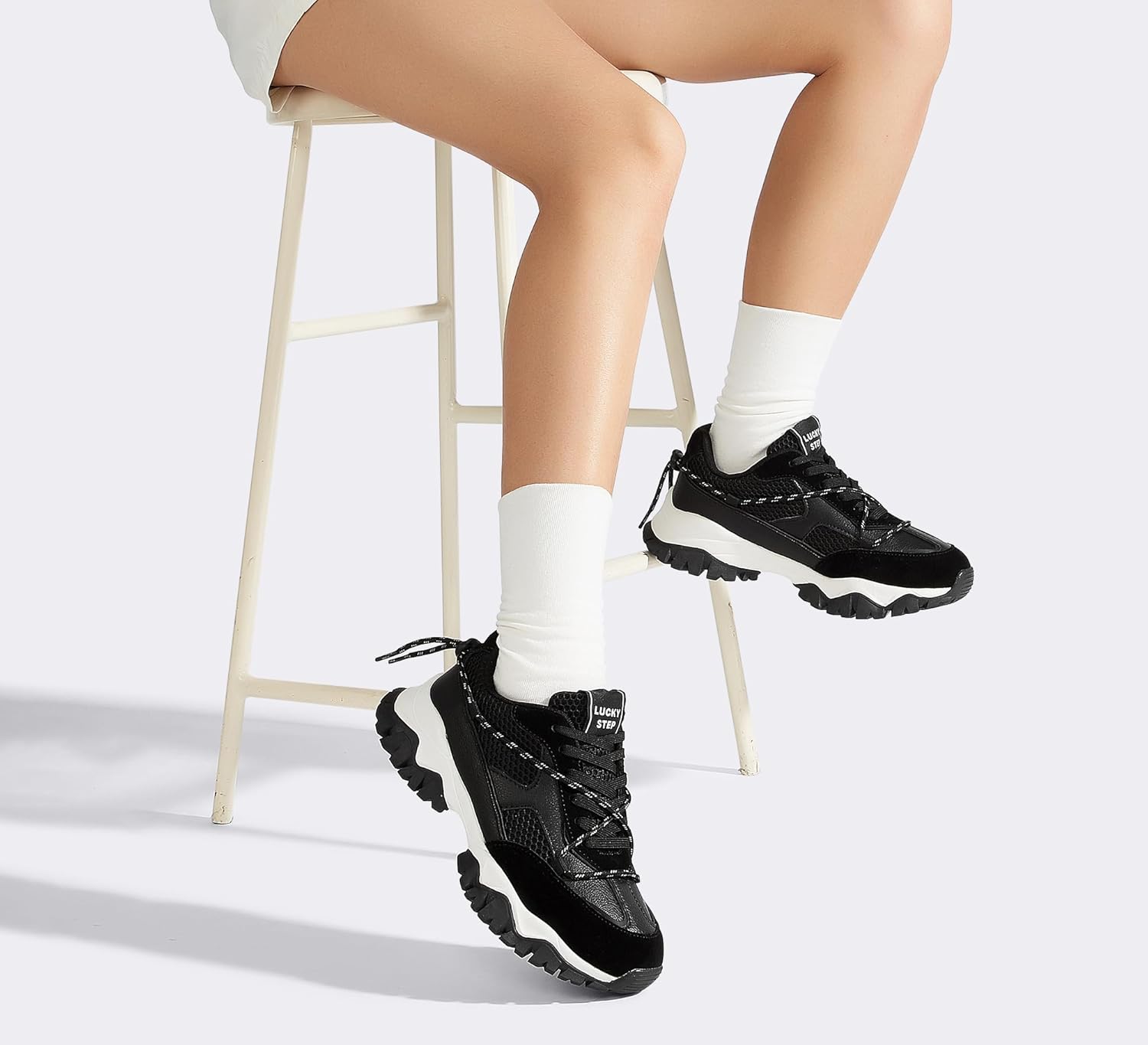 LUCKY STEP Women's Platform Colorful Fashion Sneakers Tennis Retro Colorblock Adjustable Lace Lifestyle Stylish Cute Chunky Dad Casual Walking Shoes - Image 8