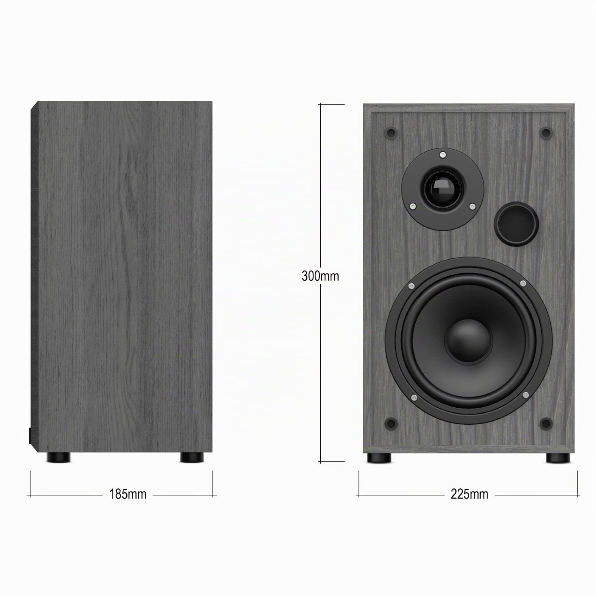 Wiibo String 15 Grey - Diffusori da Scaffale HiFi - Potenza 100W - Livello di Pressione Sonora >80dB - Tweeter da 2 Pollici e Woofer da 5 Pollici - Coppia di Diffusori per Suono Surround