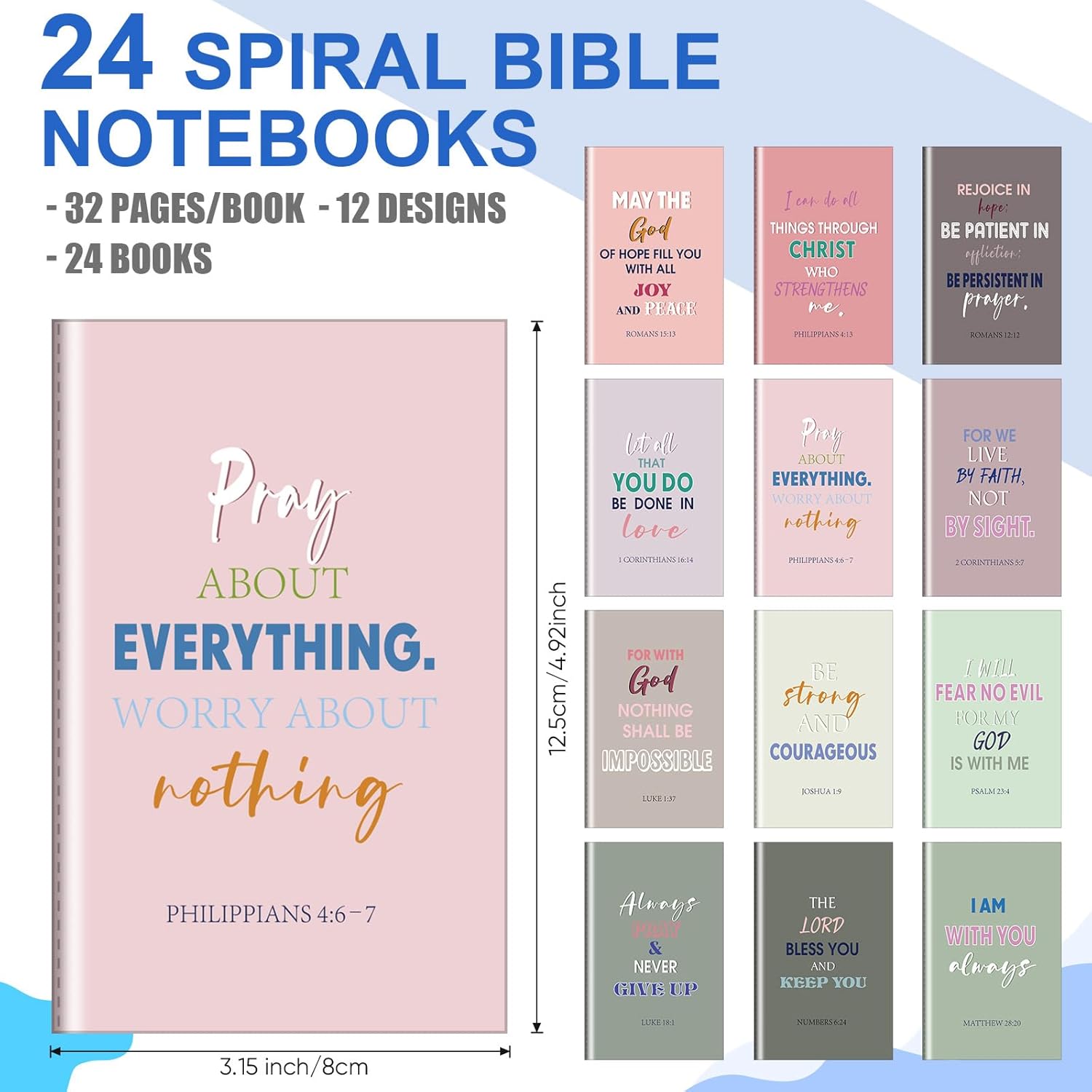 Yeaqee 146 Pcs Christian Gifts Set Bulk Include 24 Bible Verses Pens 24 Bible Notebooks 24 Scripture Quotes Bracelets 24 Inspirational Keychains 50 Jesus Christian Stickers for Mother's Day(Stylish)