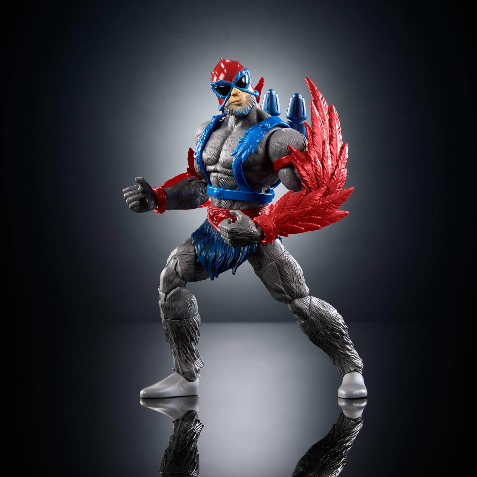 Masters of the Universe Masterverse - Stratos Collezione Vintage, action figure con 30 articolazioni, leader eroico degli uomini uccello con accessori, giocattolo per bambini, 6+ anni, JBP96