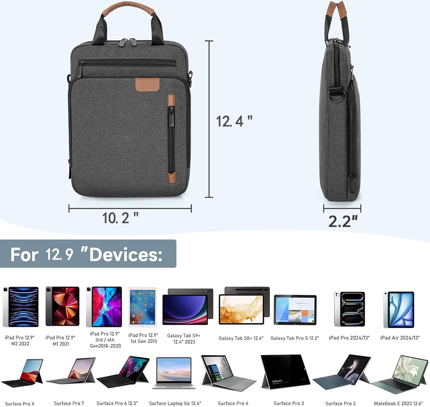 TORIBIO 13 Inch Tablet Sleeve Bag Padded Travel Carrying Case image 3