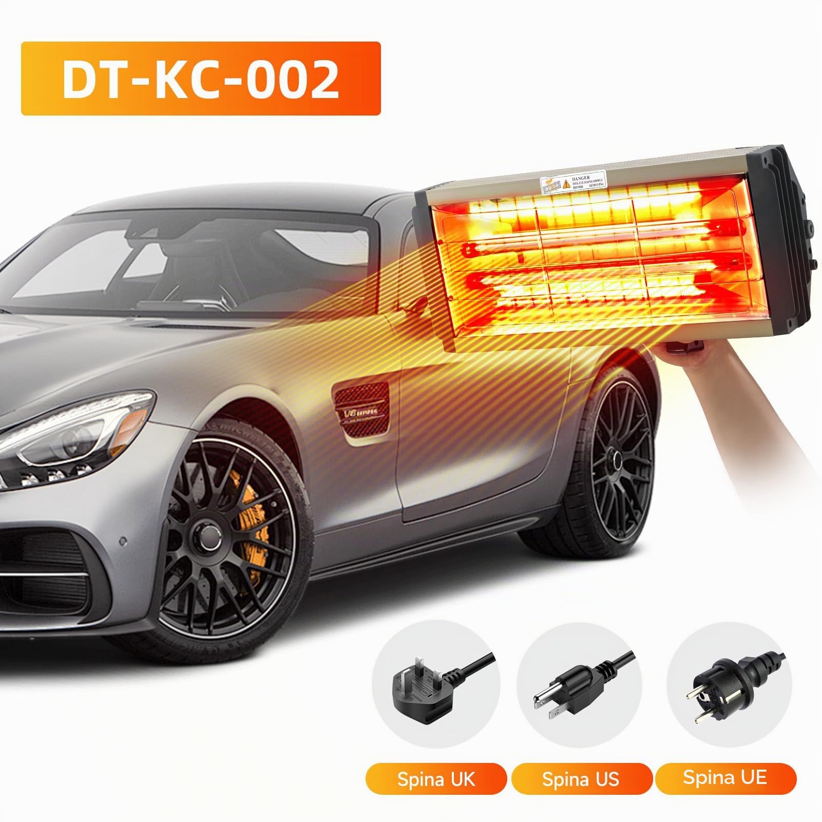 DATOUBOSS Lampada Infrarossi per Carrozzeria 2000W,Lampada per Asciugatura Vernice, Lampada Asciugatura carrozzeria con Timer 0–90 per Riparazione Carrozzeria Auto e Lavori di Verniciatura (650×500m)