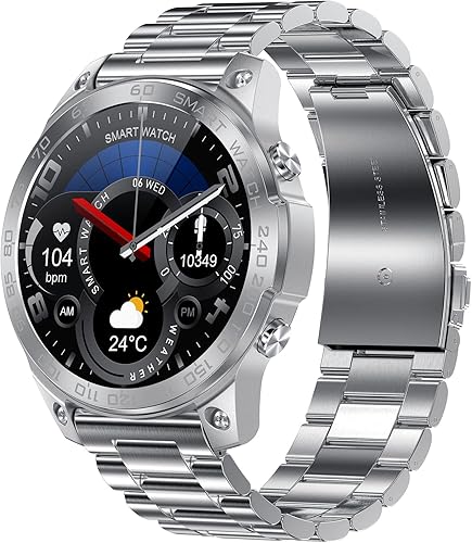 Fire-Boltt Dagger Luxe - Reloj inteligente de lujo Super AMOLED de 1.43 pulgadas, acero inoxidable, 600 NITS brillante, conexión Bluetooth, IP68,