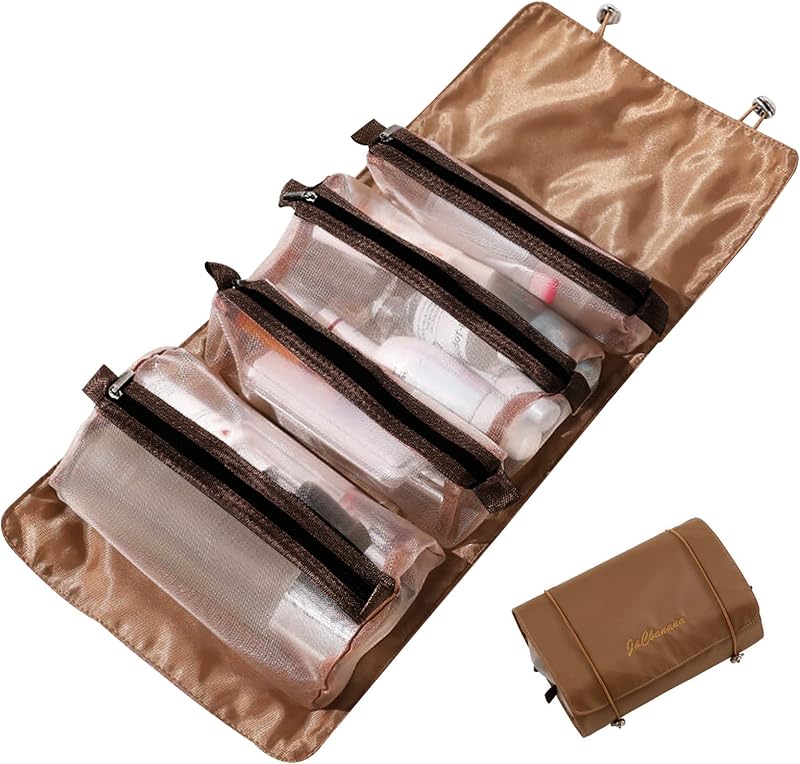 Necessaire de viagem LumiSyne 4 em 1 com compartimentos removíveis, organizador de cosméticos em nylon, modelo LS-1HC004