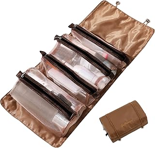 LumiSyne 4 in 1 Detachable Toiletry Bag Hanging Roll-Up Makeup Bag Large Capacity Travel Wash Bag Mesh Cosmetic Bag Portable Foldable Toiletry Bag Waterproof Cosmetic Organizer Bag for Travel Daily