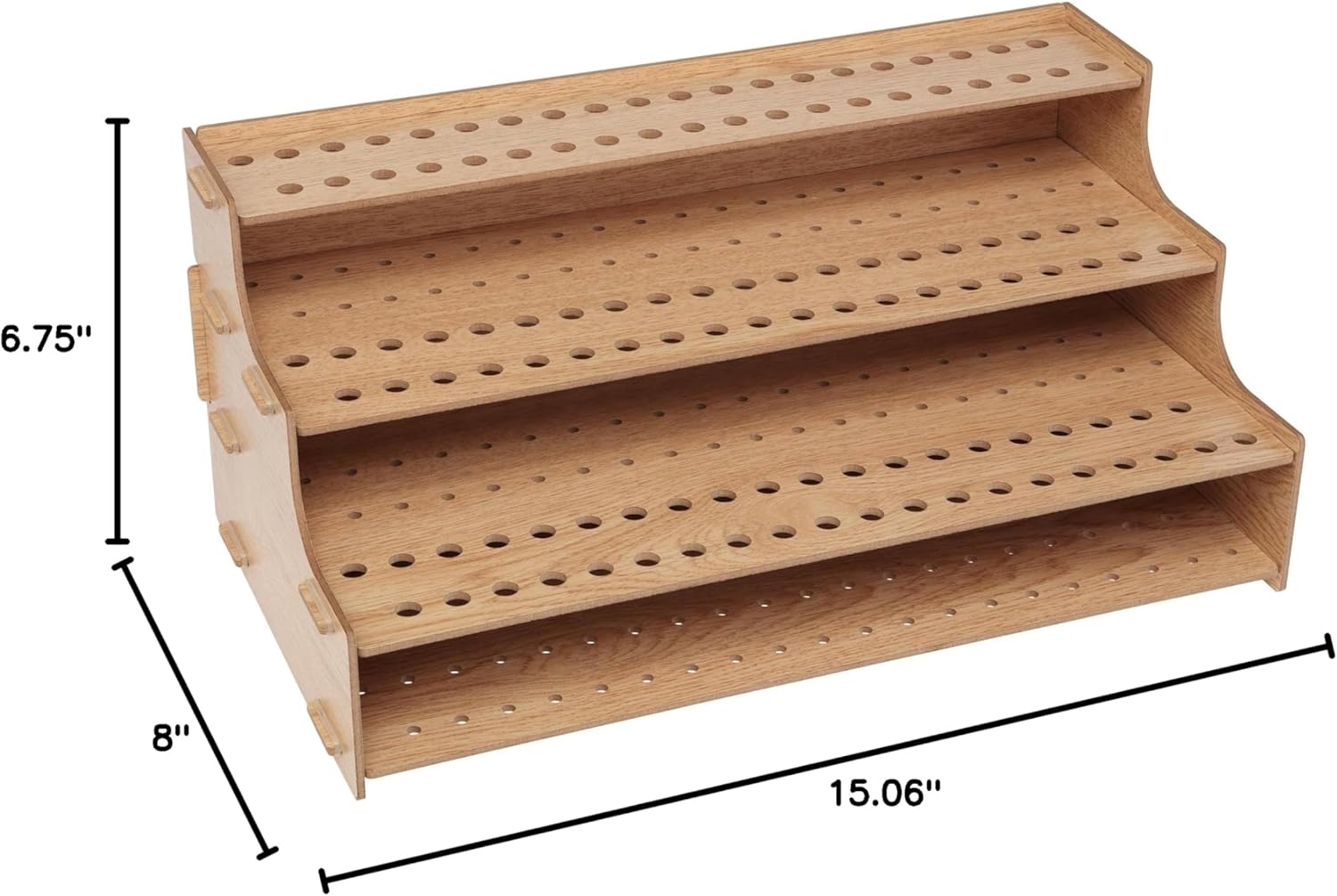 HG Art Concepts Mezzo Artist Studio Colored Pencil Holder - Desktop Color Pencil Organizer, Easy Assembly Upright Storage Rack for 120 Pencils, 3/8" Diameter Holes w/Point Rest, Woodgrain Laminate