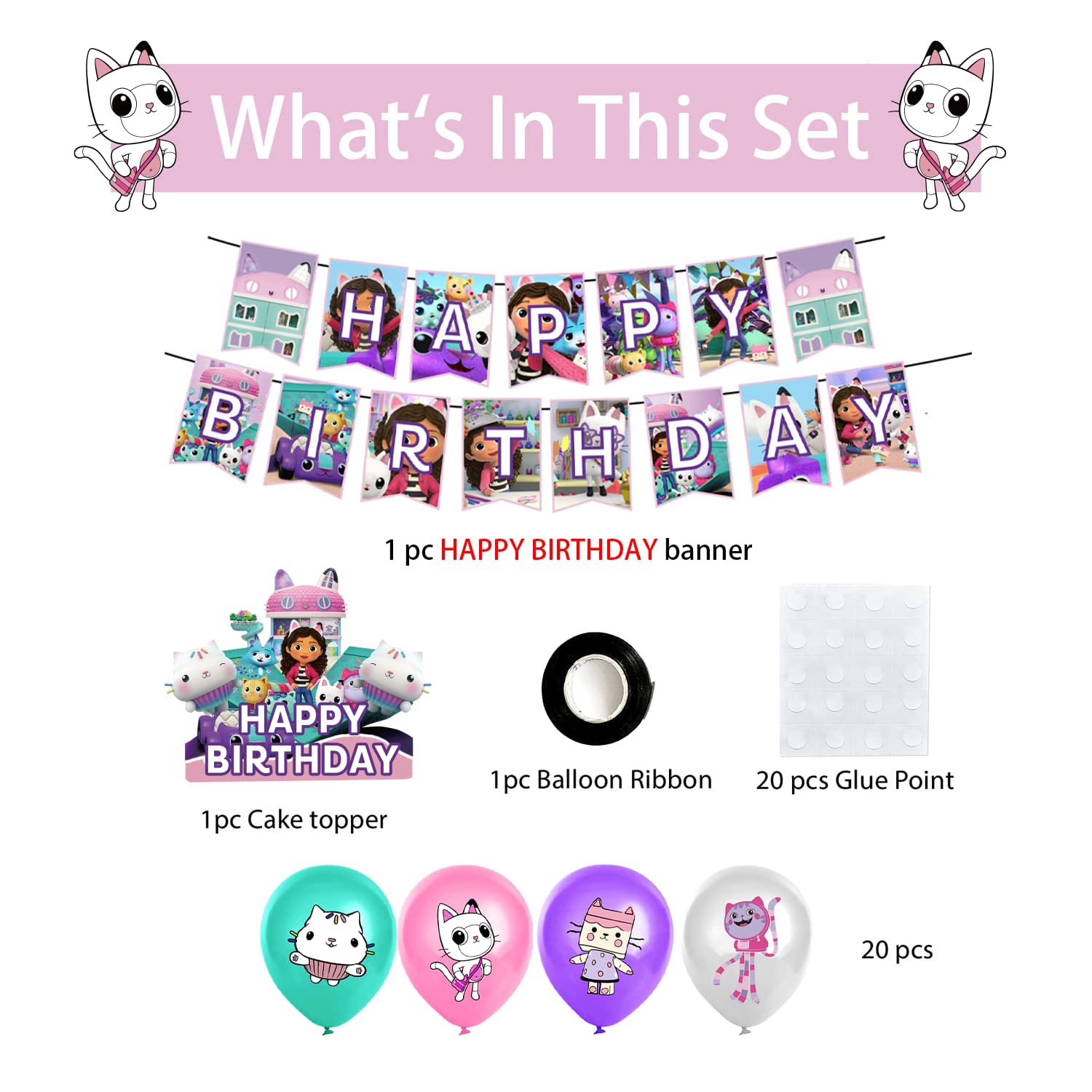 Buy Gabbys Birthday Party Supplies Includes Gabby Cat Banner, Cake