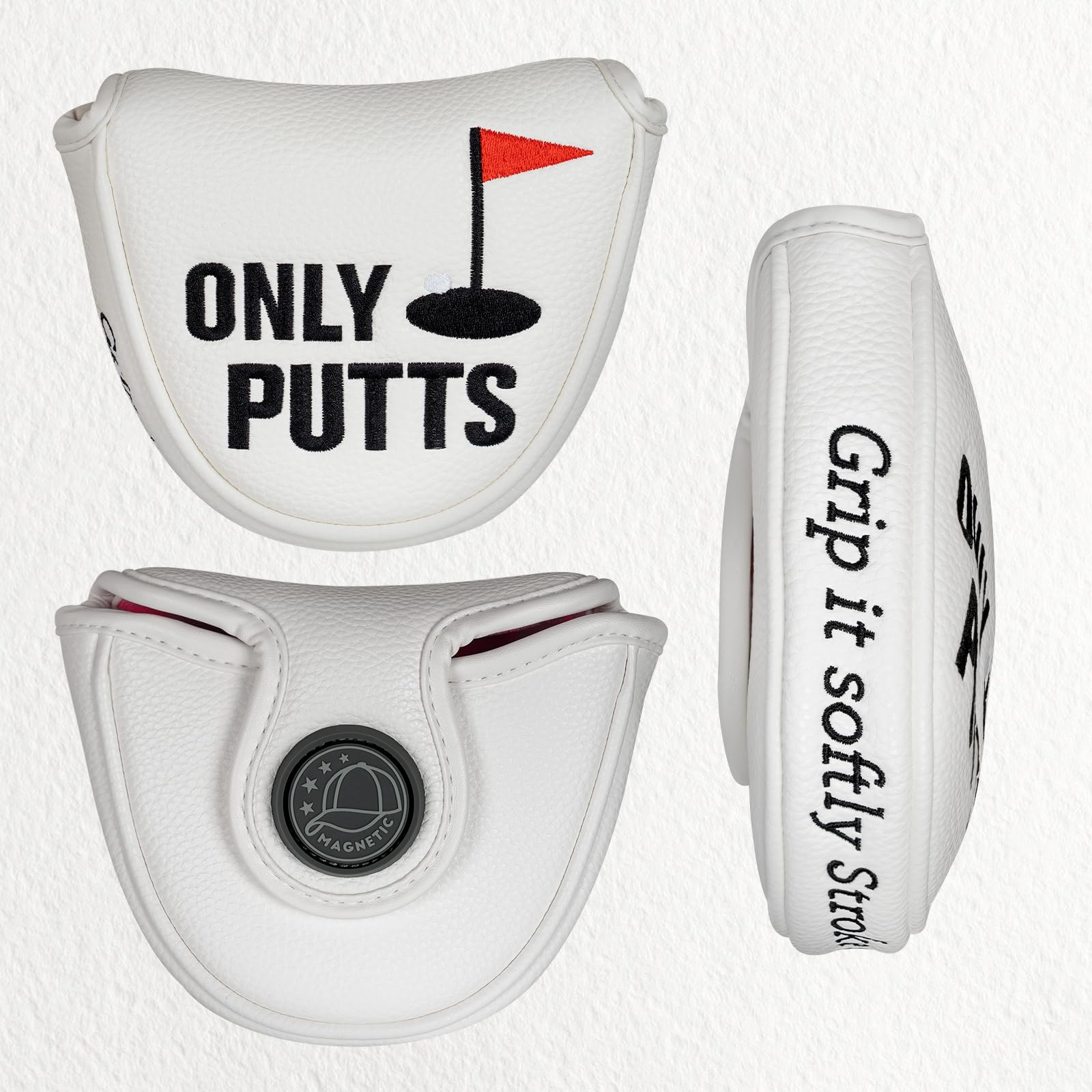 Golfschlägerhaube, magnetisch, PU-Leder, Weiß