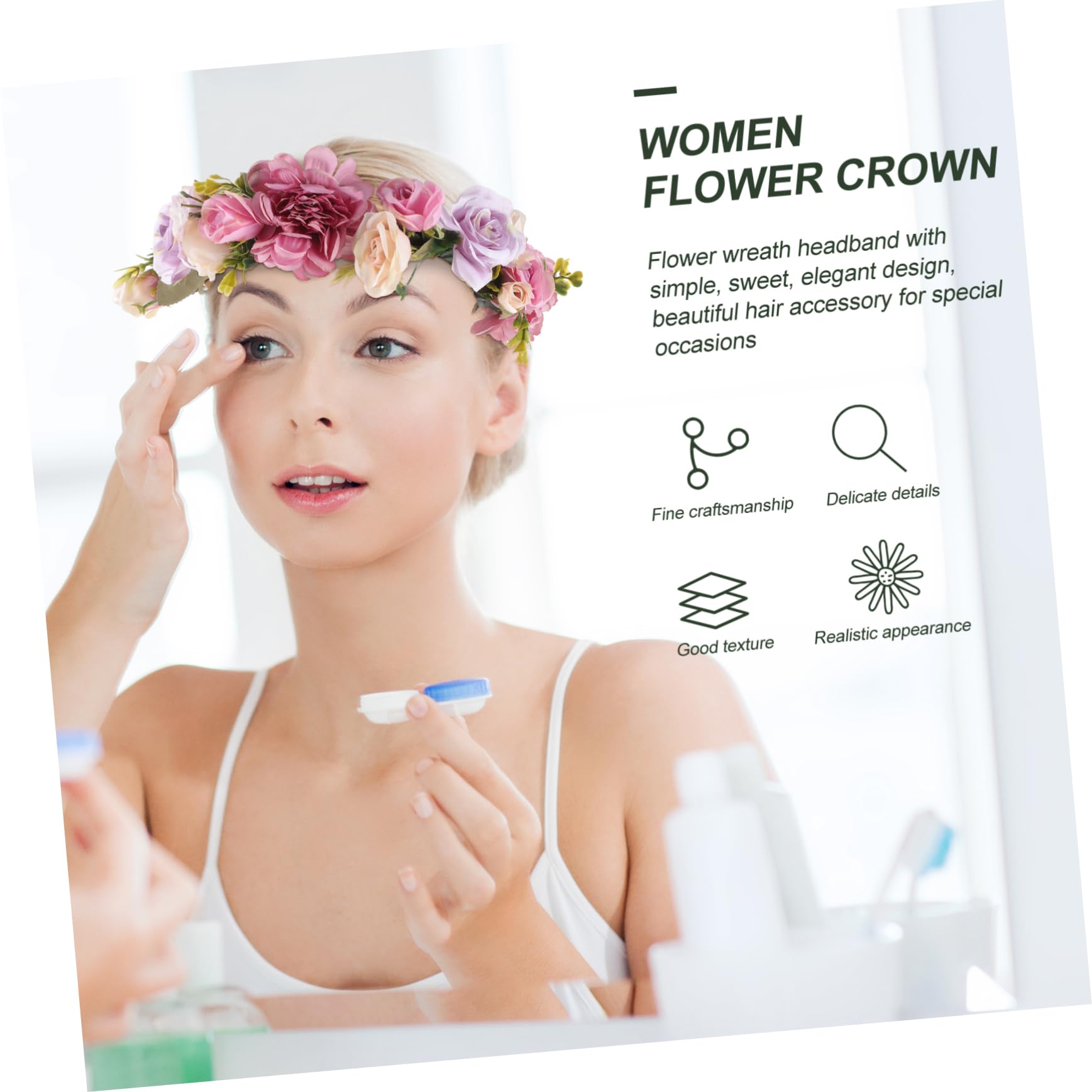 FRCOLOR 5 Stück Braut Stirnband Brautjungfern Haargummi Haarschmuck Für Die Braut Rosen Stirnband Verzierte Stirnbänder Für Frauen Kopfband Tiara Krone Für Mädchen Seidenstoff