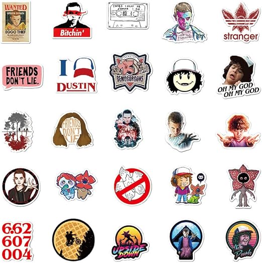 amazon com stickers for stranger things for teens boys girls 50 pcs aesthetic waterproof vinyl stickers for laptop hydroflask waterbottles tablet phone luggage case extra durable vinyl decals pack 50 pcs electronics