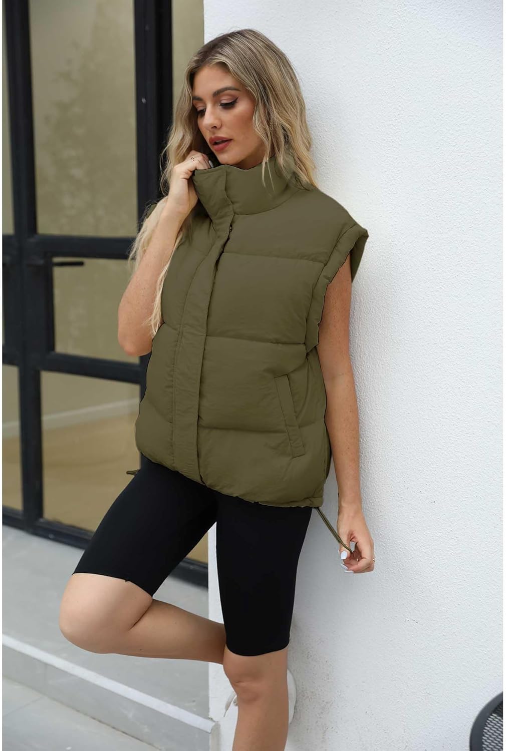 Ainangua Women's Puffer Vest Stand Collar Zipper Sleeveless Jackets Winter Lightweight Vests Warm Padded Jacket Coat - Image 8
