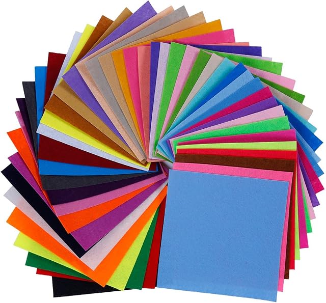Lictin 45pcs Felt Fabric Sheets, Textile Fabrics DIY Craftwork Felt Crafts, Assorted Color Patchwork Sewing Polyester Felt Sheet for Craft for Art and Craft(15 * 15 cm)