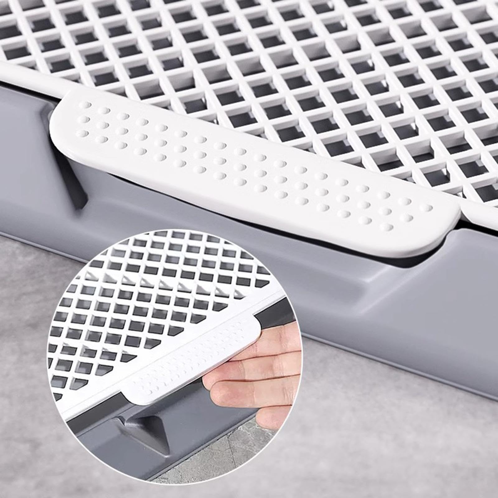 Plateau d'apprentissage de La Propreté pour Chiots, Support pour Tapis d'apprentissage avec Grille Facile à Nettoyer et Barrière de Protection, Grise