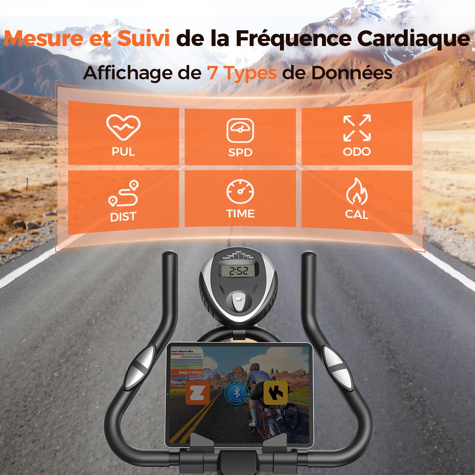 YOSUDA Vélo d'Appartement Magnétique Réglable Connecté 136 kg