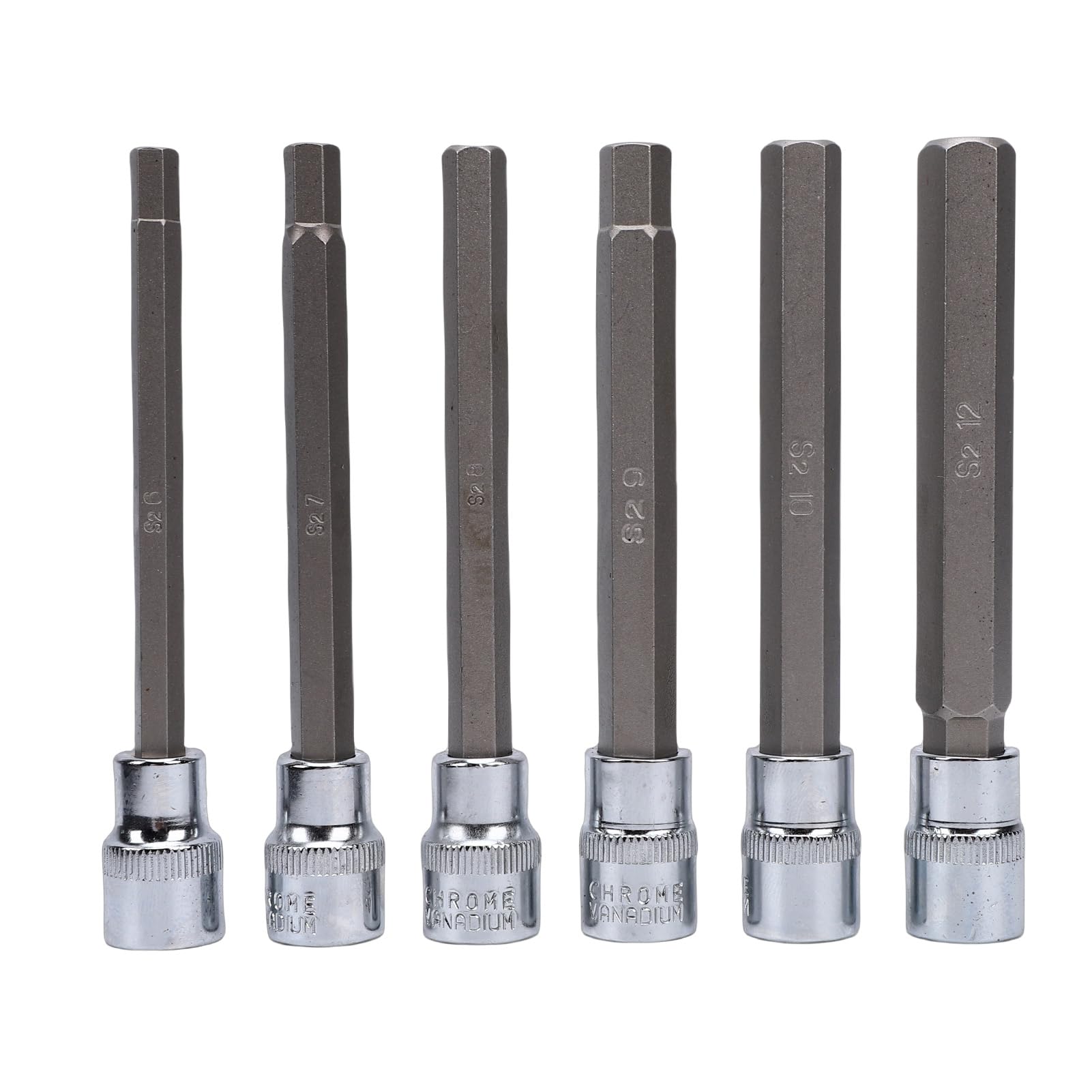 Fdit Set da 20 Pezzi di Prese Esagonali Extra Lunghe per Attacco 3/8 Pollici, Metrico 6-24mm SAE 1/8-7/16 Pollici, Acciaio Legato S2 110mm con Custodia Stampata per Riparazioni