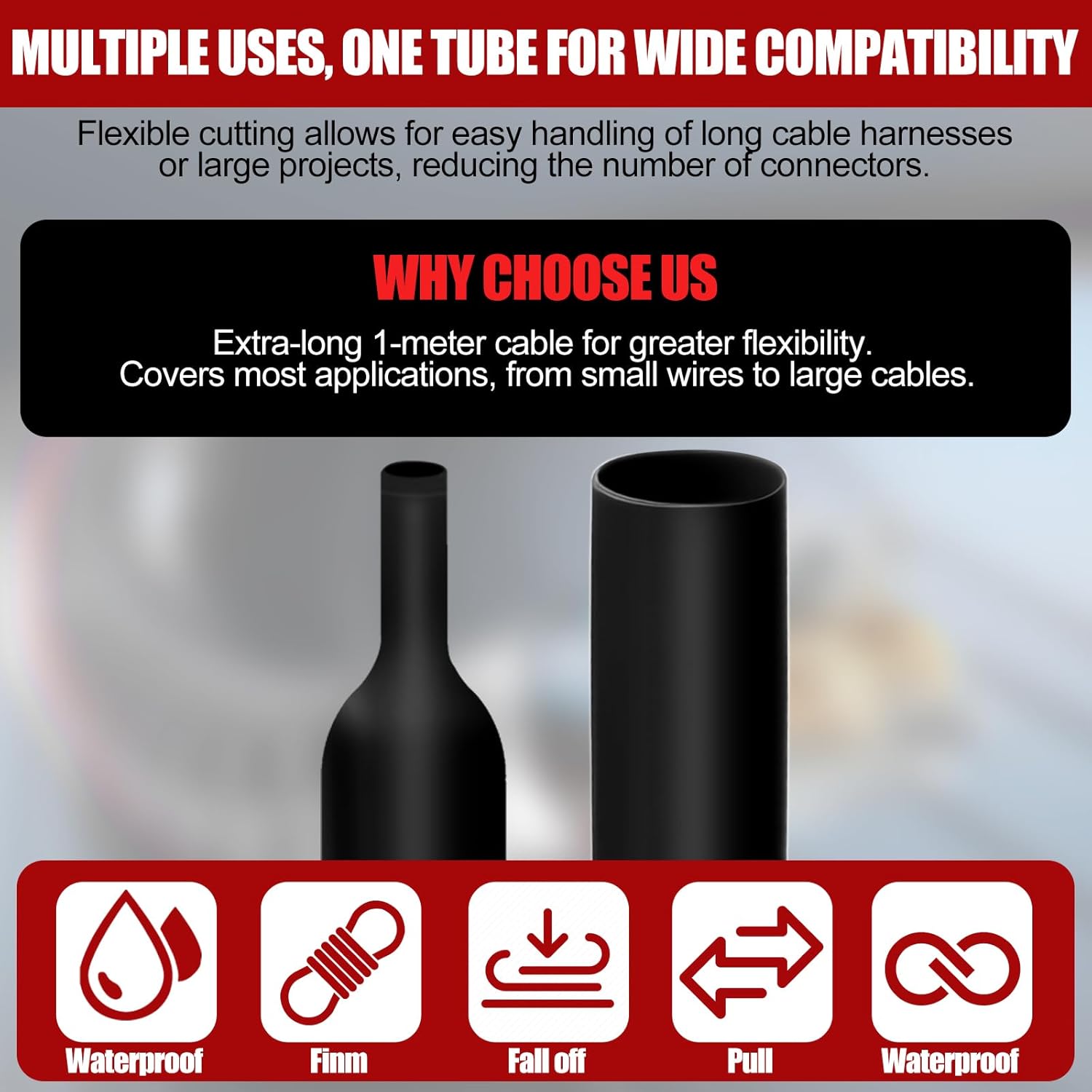 Relaxweex 1 Pcs Heat Shrink Tubing, 3: 1 Ratio Dual Wall Adhesive Lined, Marine Grade Waterproof, Insulated Sealed for Industrial/Automotive Cable Repair(3/8'' (9.5mm)-82ft,Black)