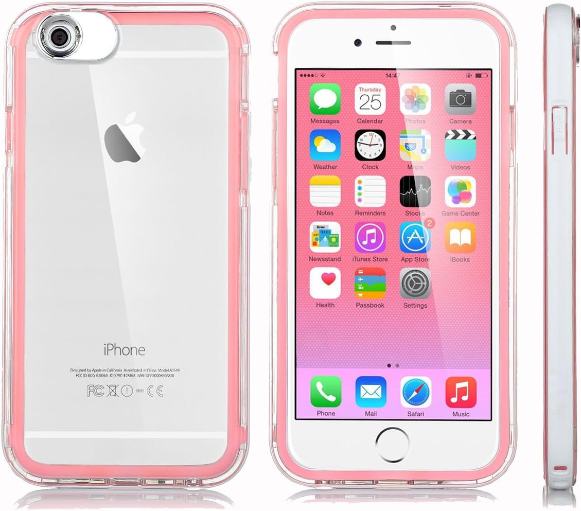iPhone 6S plus case, Ovis Ultra Thin Clear Crystal LED Incoming Call Blink Flash Night Glow Rubber Hybrid Bumper Luminous Case Cover For iPhone 6S plus 5.5" - Pink