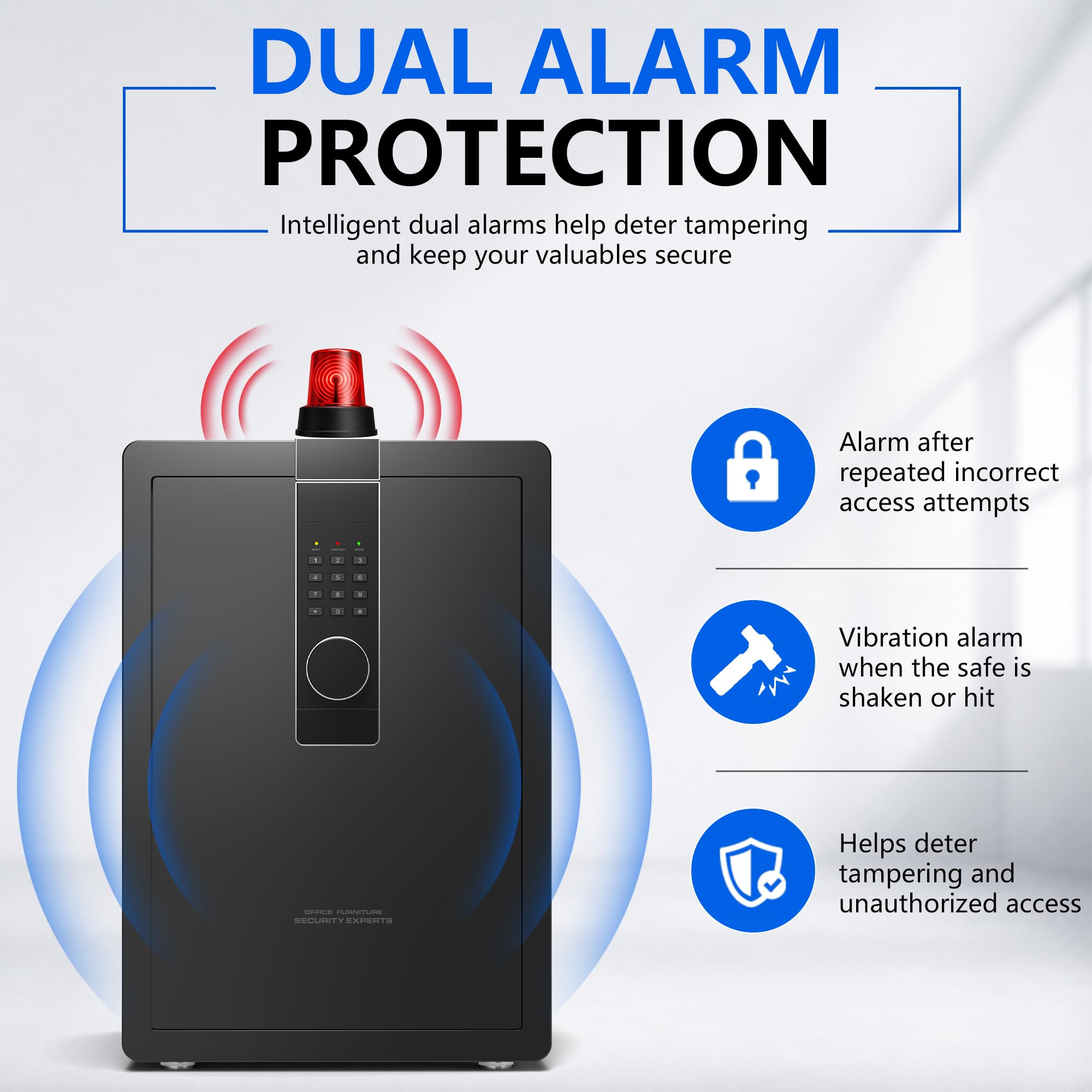 Caja fuerte grande y pesada de 29 kg, gabinete de seguridad de acero de aleación de 82 litros con teclado digital y cerradura de llave, montaje en pared, almacenamiento para el hogar, oficina, hotel