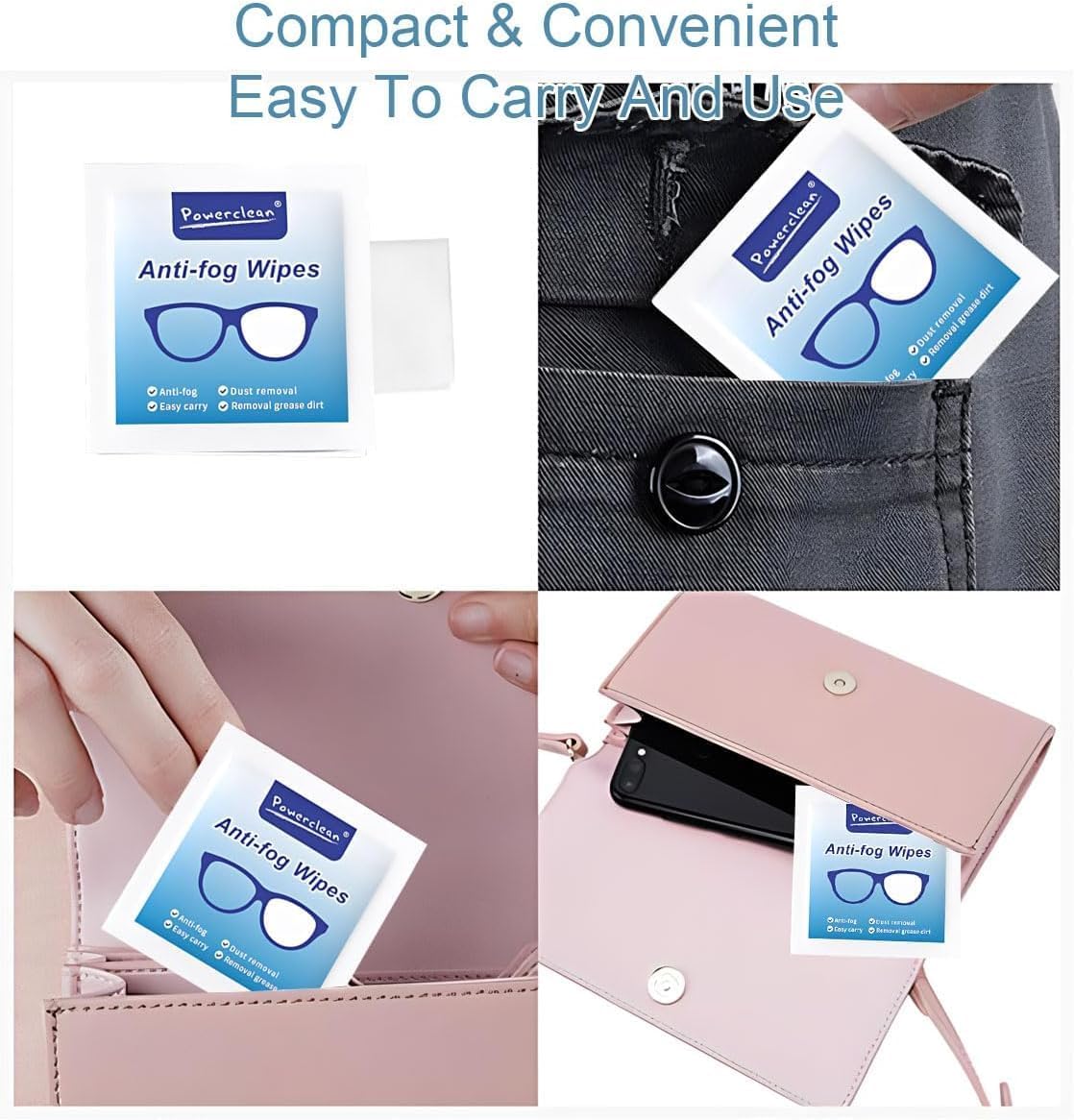 MEBISO Anti Fog Wipes for Glasses| Pre-Moistened, Quick-Dry & Scratch-Free for Laptop Screens, Optical Lens, Goggles, Smartphone Screens, and Watch Screens (100-pack) 3