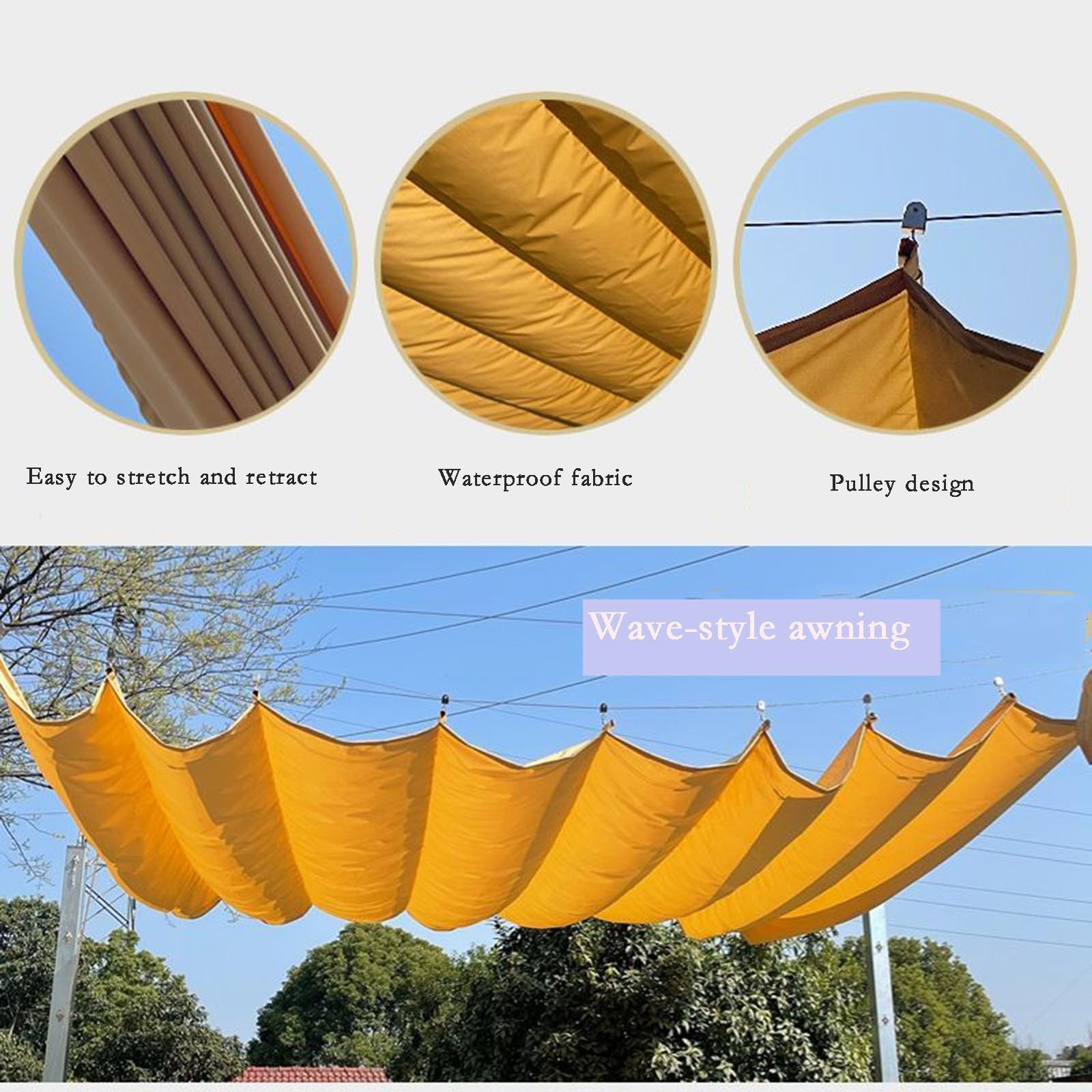 Zestaw markizy ogrodowej, wentylowany pokrowiec dachowy na patio i taras, konfigurowalny zestaw montażowy w zestawie, rozmiar 1,2 m x 7,2 m, wszechstronne rozwiązanie do zacienienia na zewnątrz