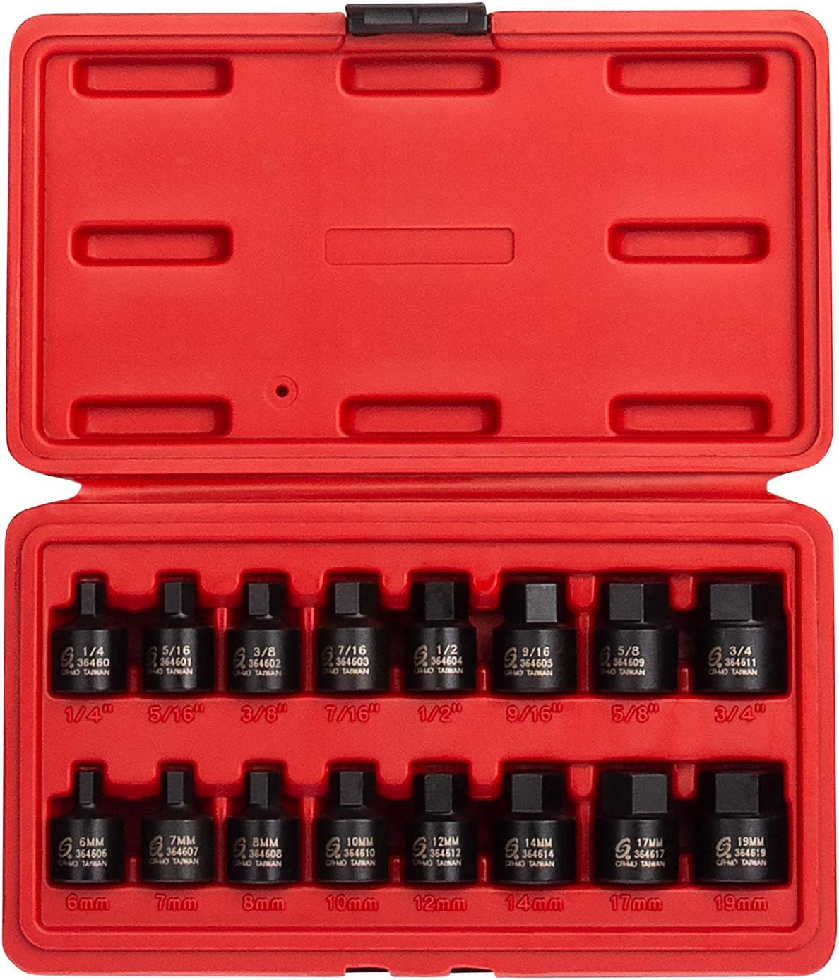 Sunex 1/2" & 3/8" Drive Impact Hex Driver Sets, 36 Pieces, SAE/Metric Sizes, Cr-Mo Steel, Dual Size Markings, Heavy Duty Storage Cases
