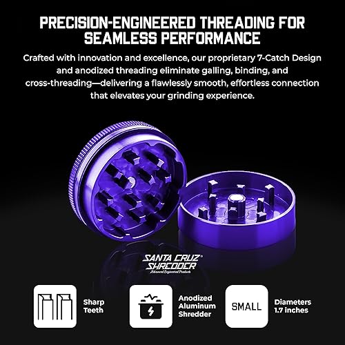 Miniatura 2 de Santa Cruz Shredder Molinillo de hierbas de metal con parte superior moleteada para un agarre más fuerte, 2 piezas, pequeño (Mini) de 1.7 pulgadas