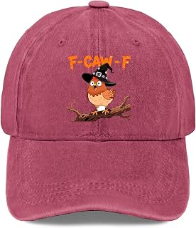 F-Caw-F Crow Chicken Funny Halloween Hats for Men Baseball Cap Aesthetic Washed Workout Hat Quick