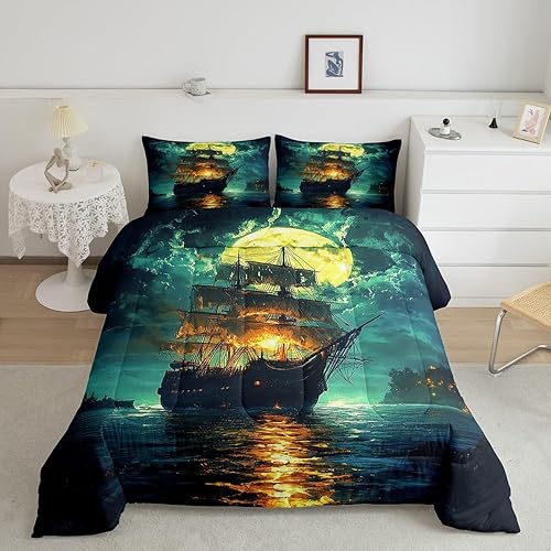 Miniatura 11 de Manfei Juego de edredón retro para automóvil, tamaño individual, juego de ropa de cama de vehículos de dibujos animados en acuarela para niños y