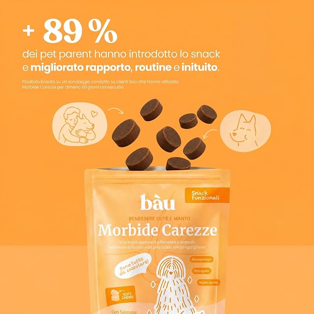 Foto 6 de 8 de Bàu Snack funcional para perros cute y manto con salmón monoproteico, biotina, zinc, Omega 3, aloe