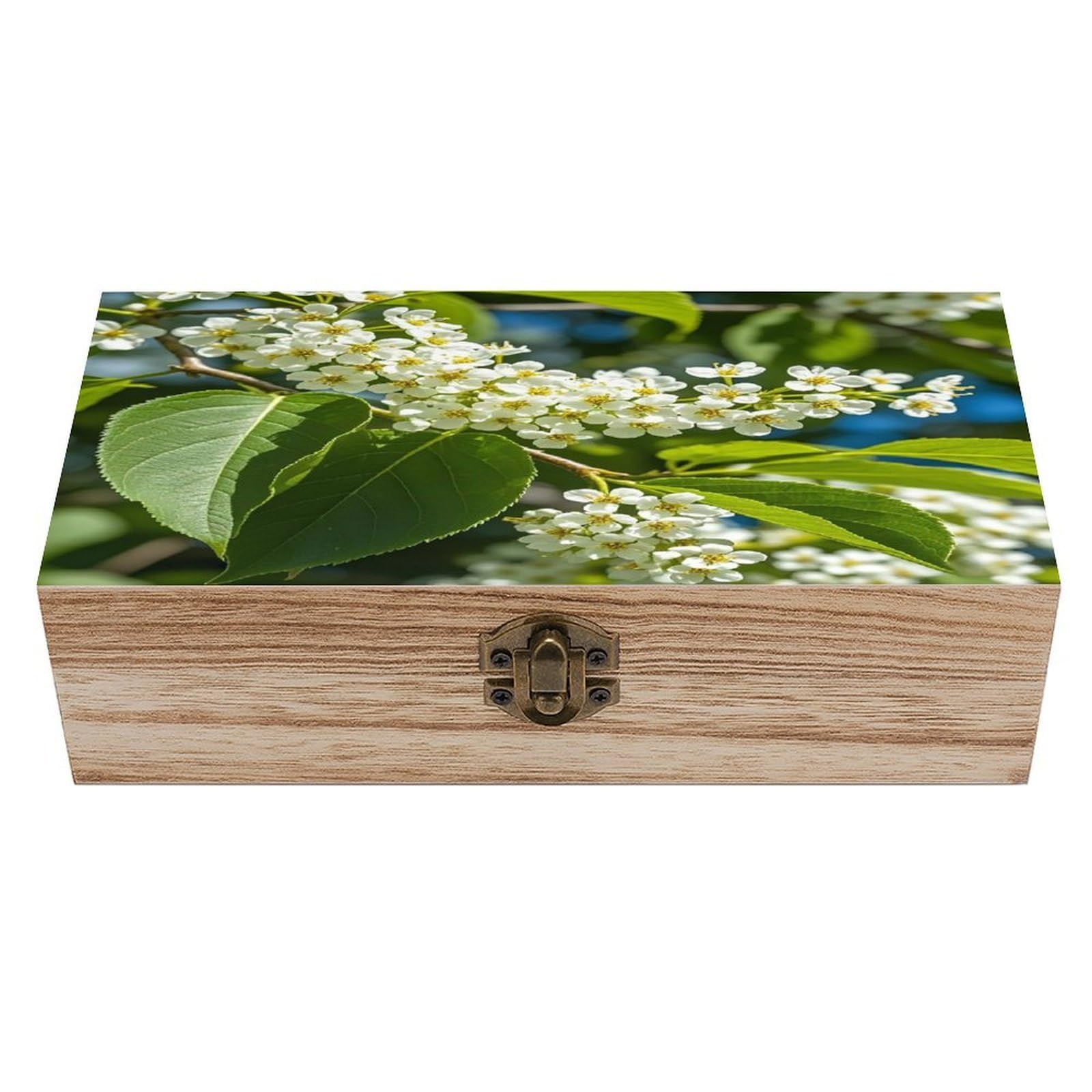 LZQPOEAS Bird Cherry in Bloom Wooden Box Storage Space to Organize Jewelry in A Beautiful Small Storage Box Decorative Card Boxes Memory Treasure Boxes for Crafts And Photo Storage