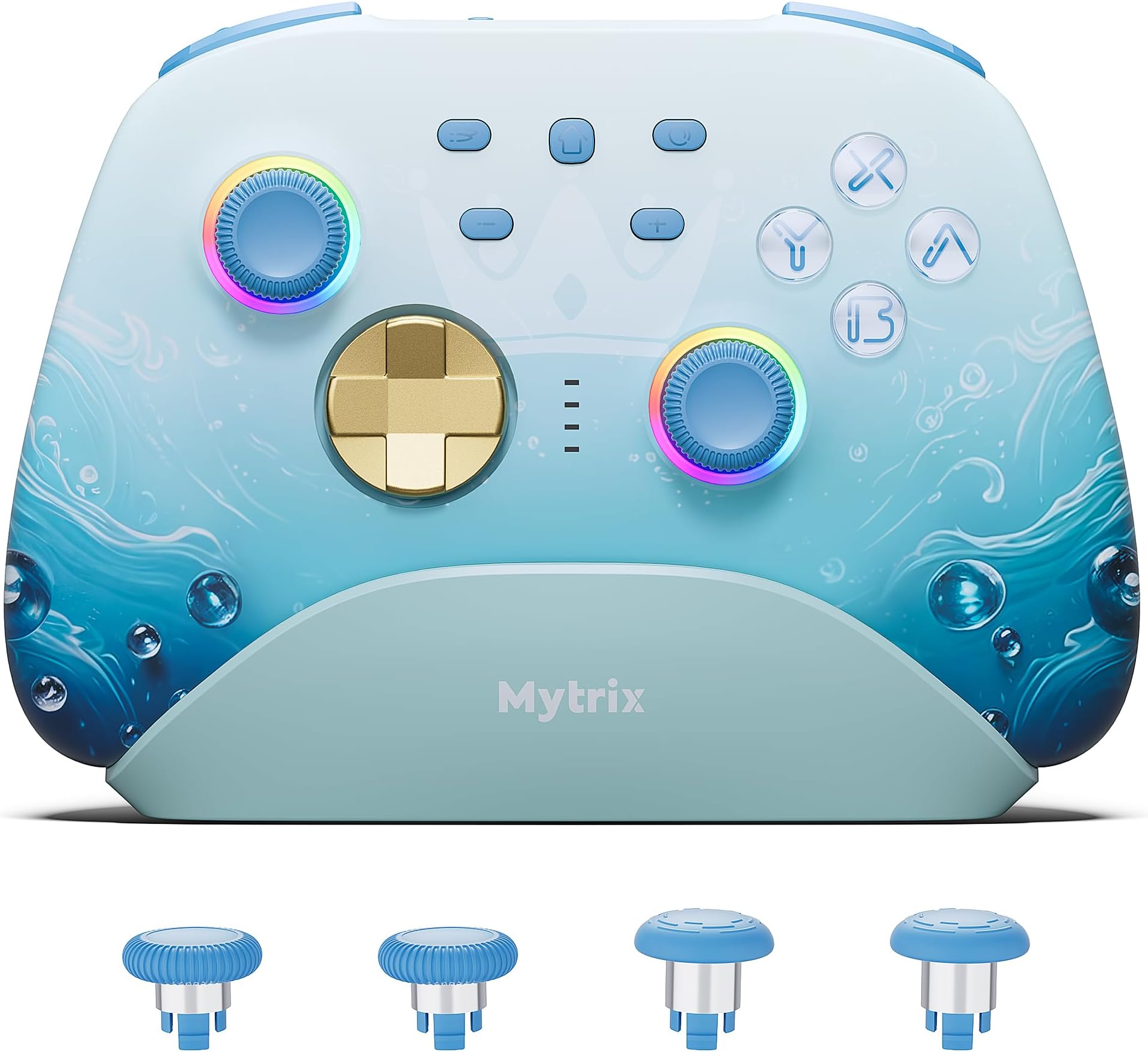 Mytrix Wireless Switch Pro Controllers with Charging Dock, Bluetooth Controller for Nintendo Switch/Lite/OLED with Hall Effect Joysticks & Trigger, Compatible with PC/iOS/Android/Steam (Aqua Blue)