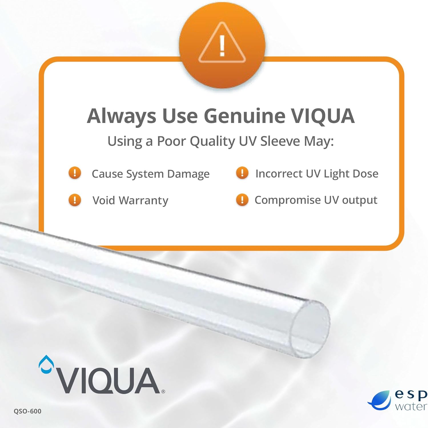 VIQUA QSO-600 UV Quartz Sleeve for VP600 and VP600M Systems, Genuine OEM Part