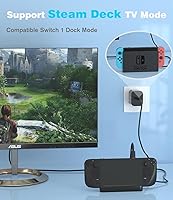 Vista 4 de Cargador para Nintendo Switch 2 Steam DeckSwitch y PS5 compatible con modo de TV, salida 60 W Max para Nintendo 2 con cable de carga de 5 pies