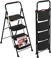 HBTower 4-Step Foldable Ladder with Wide Anti-Slip Pedals, 330 lbs Capacity - Sturdy Steel Step Stool for Home Kitchen Adults