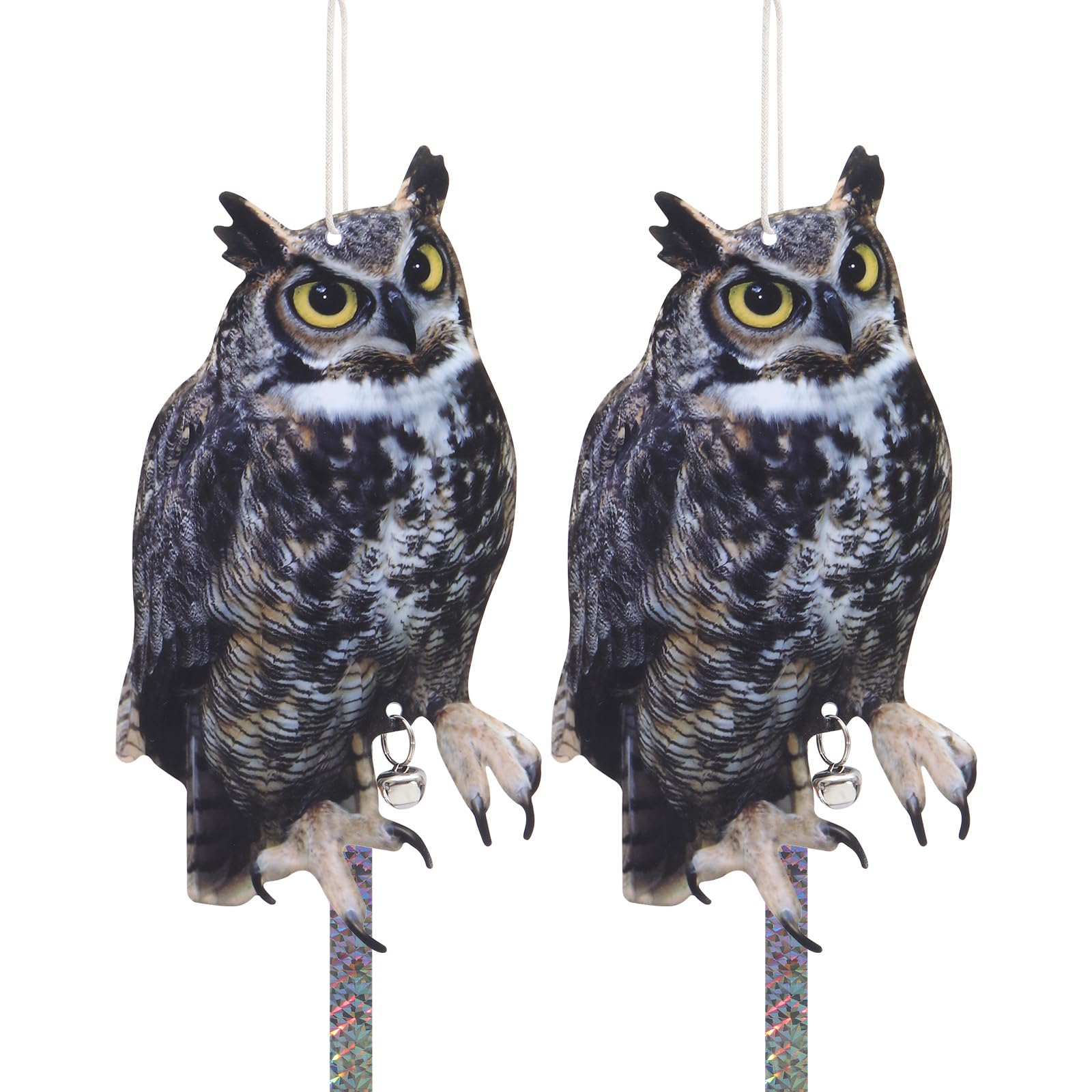 Bird Scarers for Garden, 2Pack Fake Owls to Keep Birds Away Bird Reflective Devices Double Sided Bird Reflectors to Keep Birds Away from Garden Patio Windows-image-39