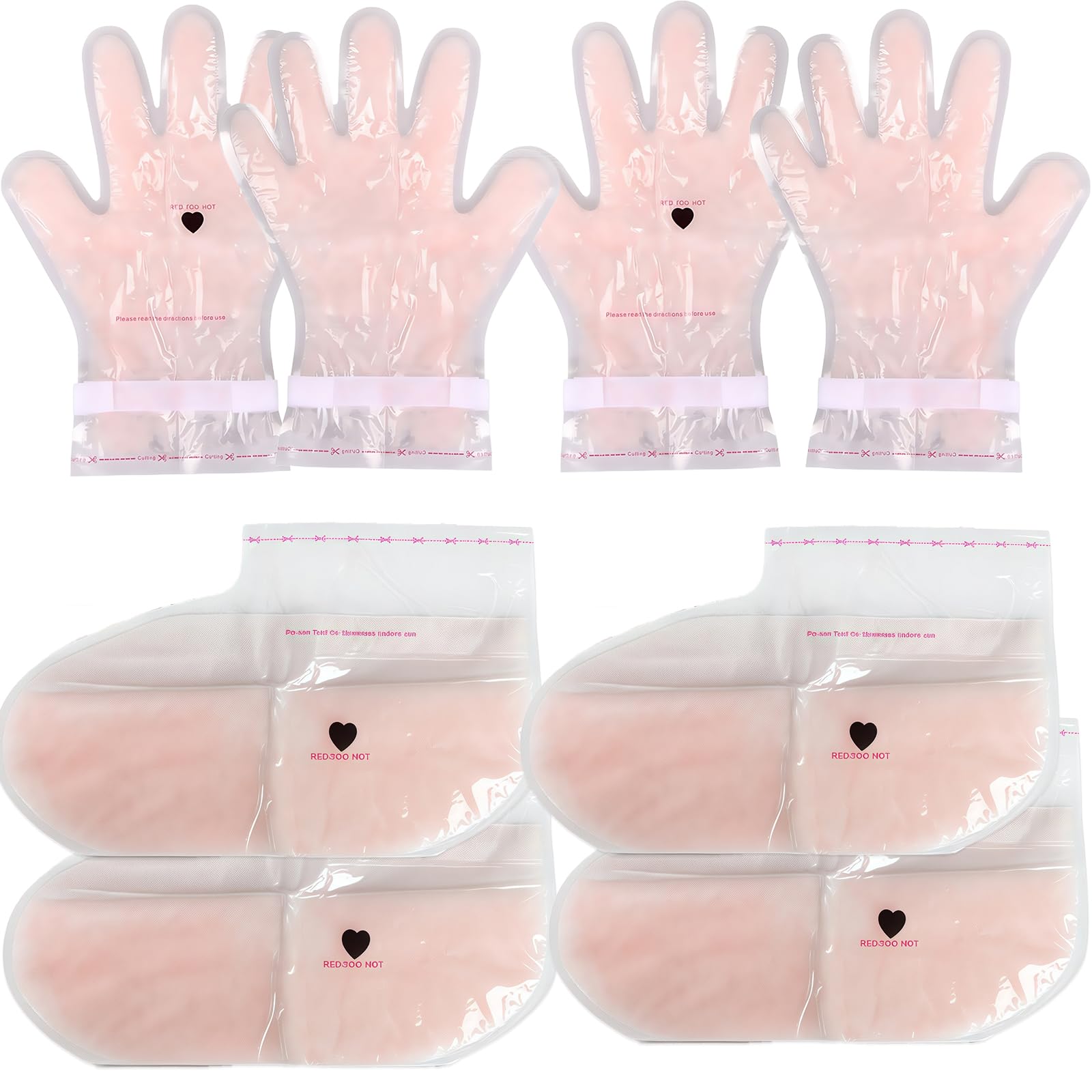 Guanti per il trattamento della paraffina, guanti in cera di paraffina, maschera curativa per la cura della pelle ammorbidente per la cura dei piedi (Rosa rosato)