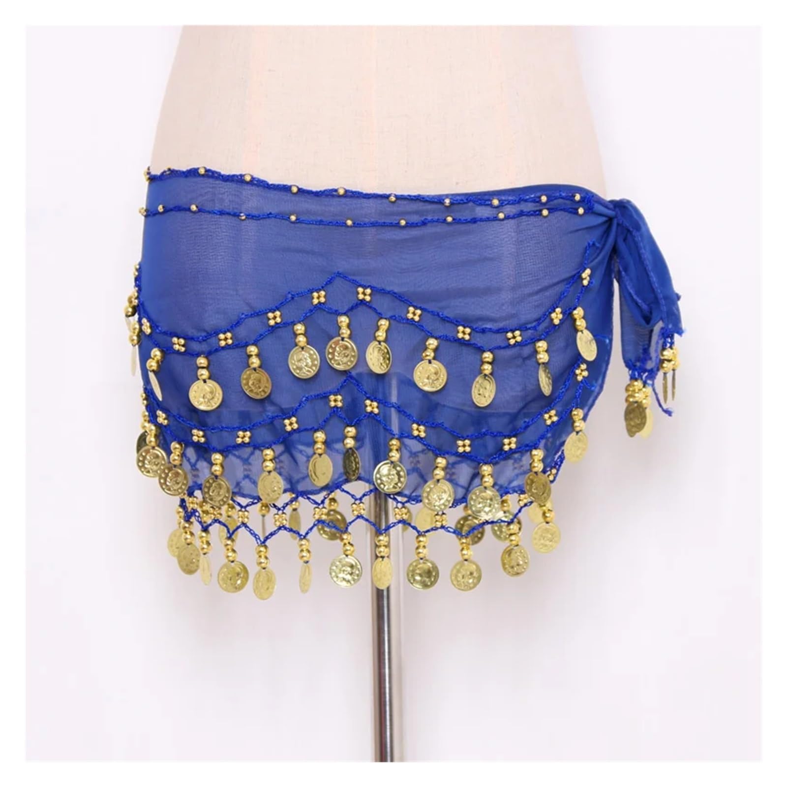 Hkybcf Women's As Picture-04 Belly Dance Dress Lady Belly Dance Hip Scarf Accessories 3 Row Belt Skirt With Gold Bellydance Tone Coins Waist Chain Wrap Dance Wear(As Picture-04)