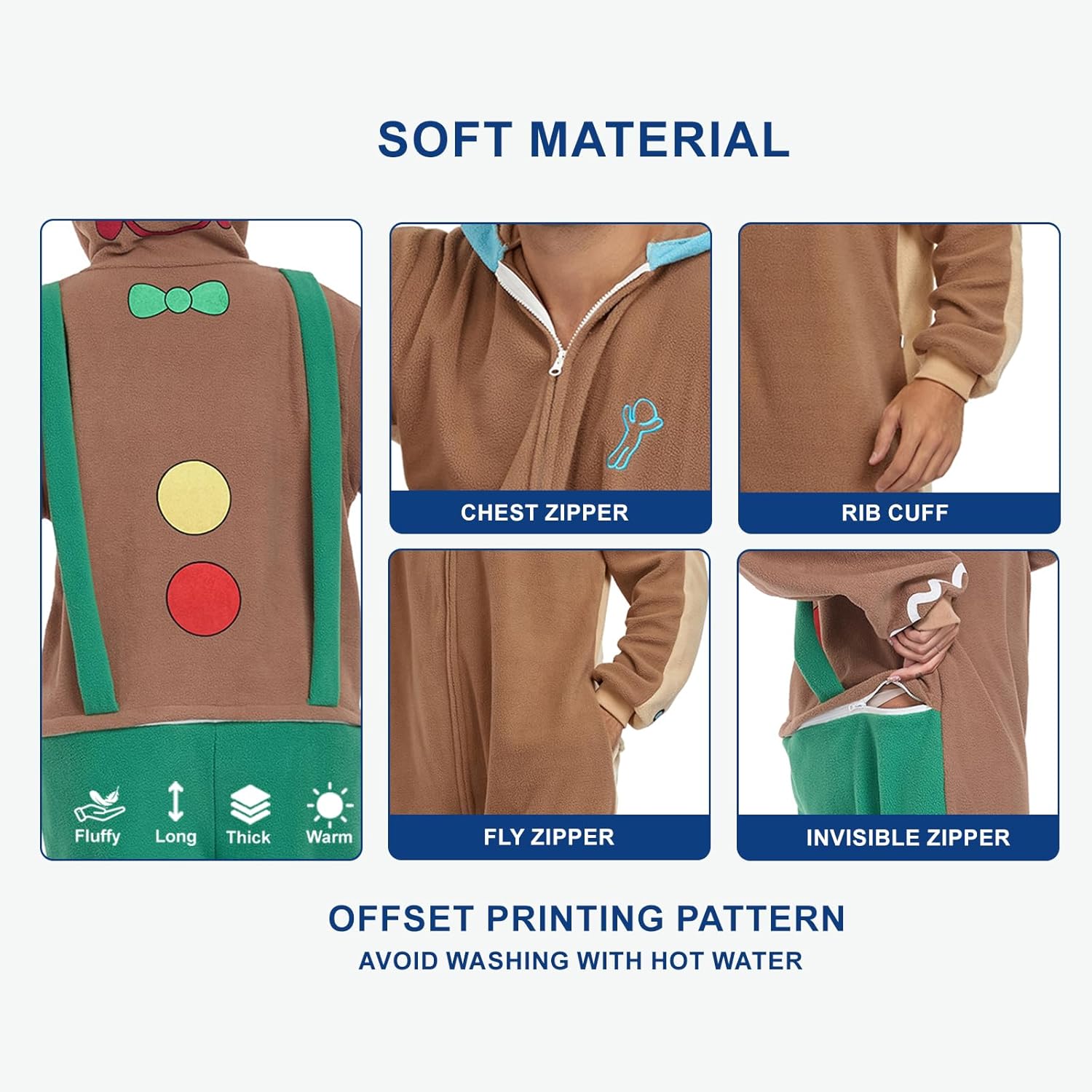 RONGTAI Unisex Adult Costume One Piece Pajamas Overall Halloween Costume Christmas Sleepwear Jumpsuit - Image 3