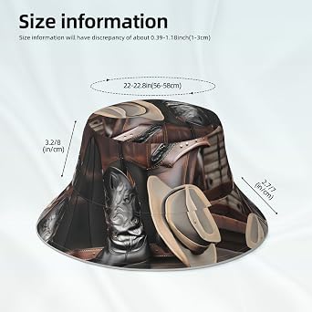 Cowboy Black Hat Western Boots Double-Sided Fisherman hat, Outdoor Mountaineering Sun hat for Men and Women, Folding Travel Beach Fishing Sun hat