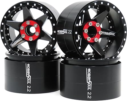 HOBBYSOUL RC Adjustable 4 Offsets 2.2 Wheels Wide 40mm, Negative Offsets 2.2 Beadlock Rims Black color For 1/10 Crawler Gen8 Everest gen 7 Pro / SCX10 Capra Wraith / TRX4, 4-Pack