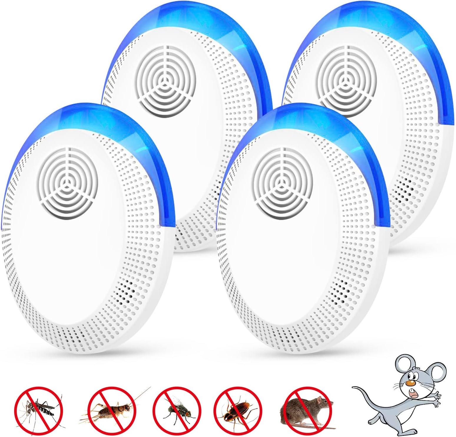 2025 NEW Ultrasonic Repellent Indoor Pest Controller,4Pack Mouse Mosquito Cockroach Insect Repellent, uitable for Room Indoor Outdoor Warehouse Garden etc Indoors Drive