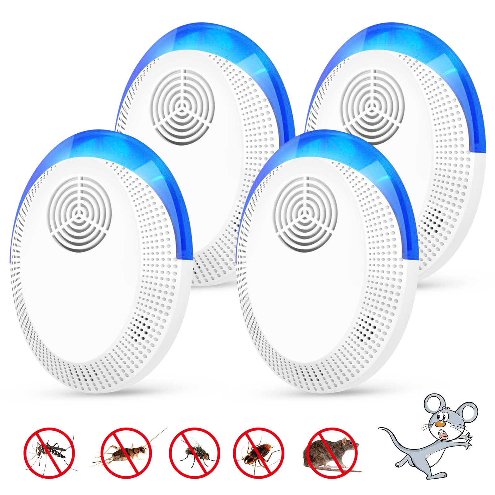 2025 NEW Ultrasonic Repellent Indoor Pest Controller,4Pack Mouse Mosquito Cockroach Insect Repellent, uitable for Room Indoor Outdoor Warehouse Garden etc Indoors Drive