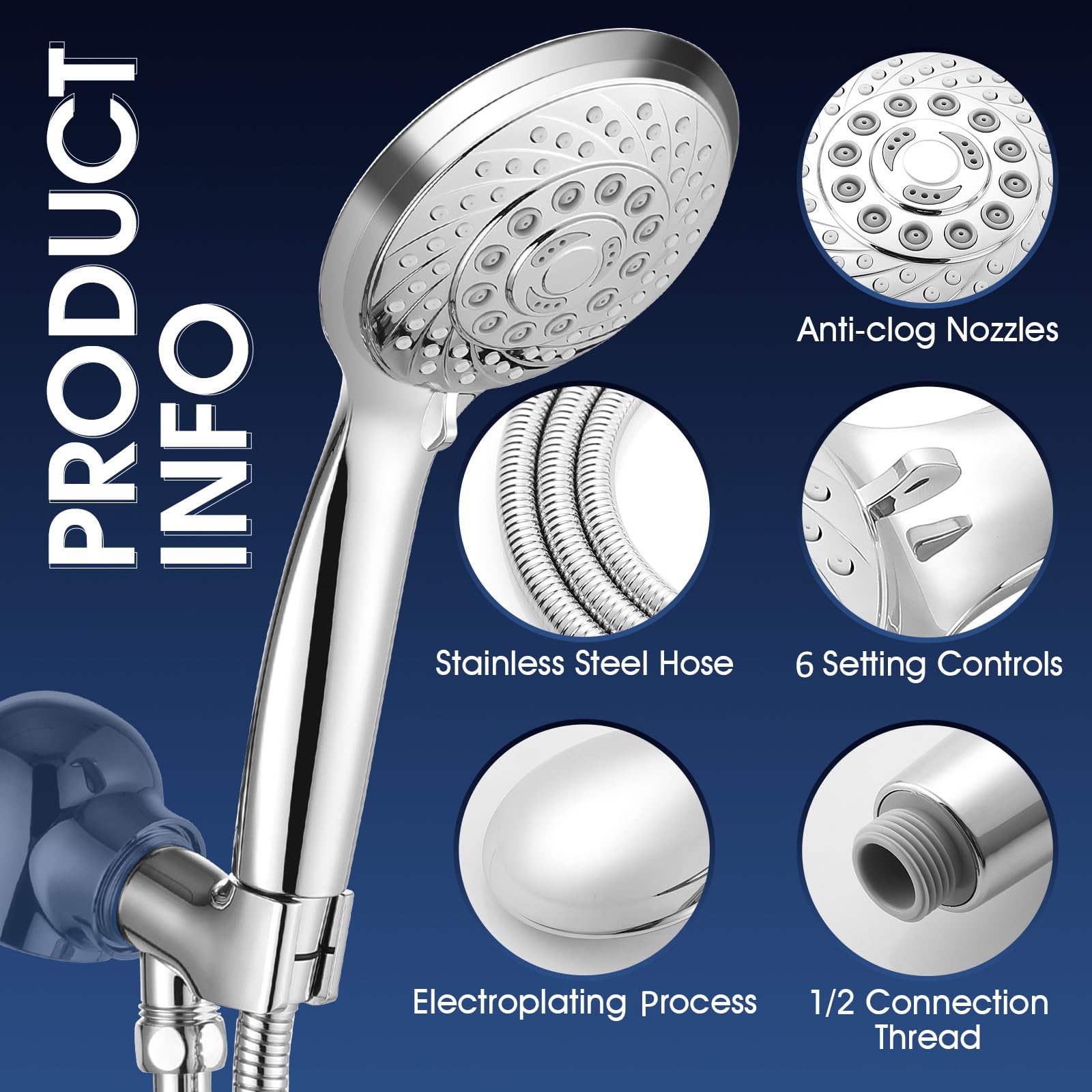 Pommeau De Douche Haute Pression, Avec Tuyau De Douche De 1,5 M Et Support De Douche, 3 Modes Réglables, Pommeau De Douche De Salle De Bain | Leroy Merlin