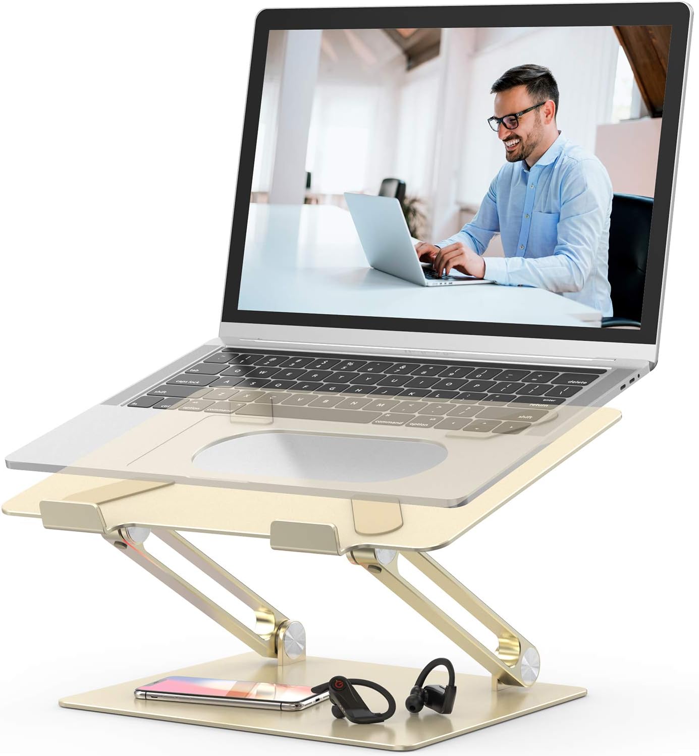 Laptop Stand,Youbester Adjustable Multi-Angle Stand with Heat-Vent to Elevate Laptop, Aluminum Ergonomic Portable Computer Notebook Stand Compatible for MacBook,Dell,HP More 10-17" Laptops (Silver) : Electronics