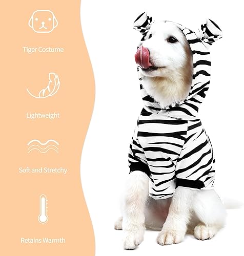 Miniatura 10 de NACOCO Disfraz de tigre para perro de Halloween, ropa de cosplay para mascotas, abrigo de gato, sudadera con capucha, ropa cálida de invierno para